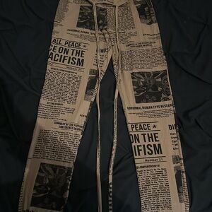Newspaper Print Men Pants